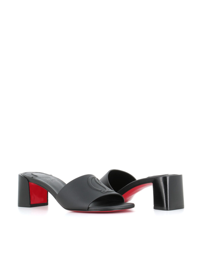 Christian Louboutin Cl Logo Block Heel Slide Sandal In Black