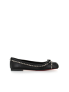 Christian Louboutin Mamadrague Spikes Embellished Leather Ballet Flats In Black/silver