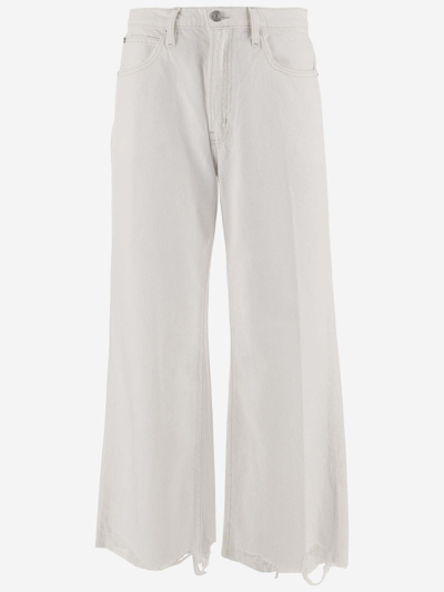 Frame Wide Leg Jeans In White New Chew