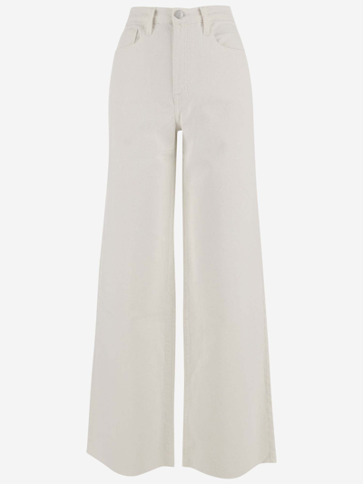 Frame Le Palazzo Raw Hem Wide Leg Jeans In White