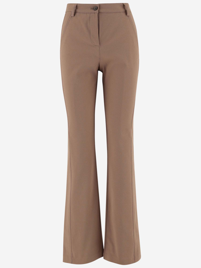 Pinko Stretch Cotton Pants In Brown