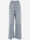 MOTHER STRETCH COTTON STRIPED FLARED JEANS