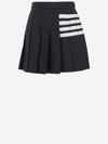 Thom Browne Plain Weave 4 Bar Pleated Mini Skirt In Blue