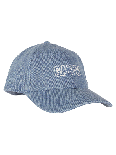 Ganni Cap Hat Denim In Blue