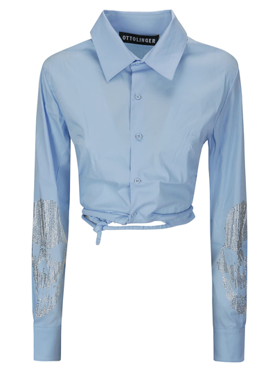 Ottolinger Fitted Wrap Shirt In Light Blue