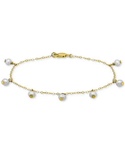 Giani Bernini Cultured Freshwater Pearl (5mm) Dangle Link Bracelet, Created For Macy's In Gold Over Silver
