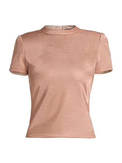 Giorgio Armani Metallic Short-sleeve Bonded Jersey Tee In Solid Light/paste