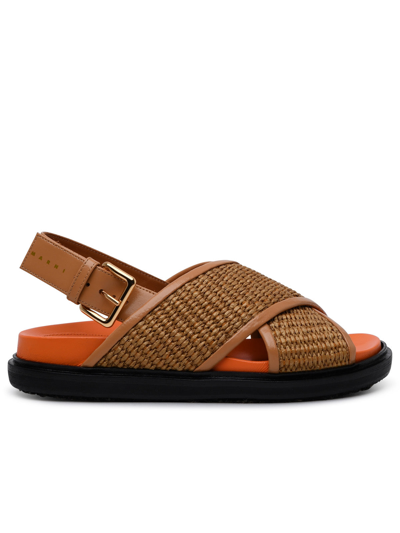 MARNI MARNI WOMAN MARNI BROWN RAFFIA BLEND FUSSBETT SANDALS