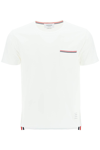 Thom Browne Striped Pocket Cotton T-shirt In White