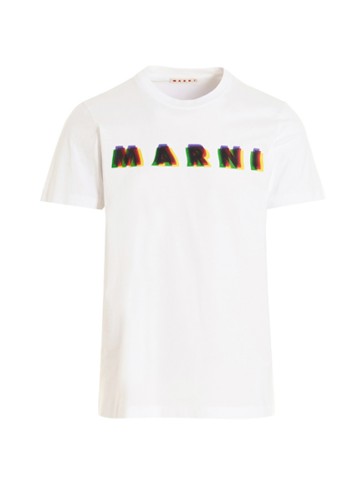 Marni Logo印花棉t恤 In White