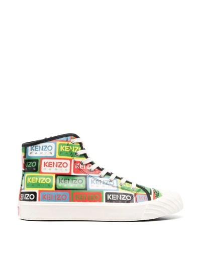 Kenzo Logo-print High-top Sneakers In Multicolour