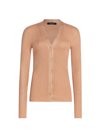 Fabiana Filippi Ribbed Metallic Button-down Cardigan In Skin