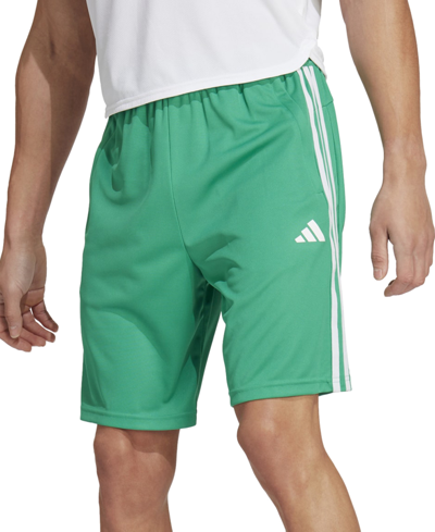 Adidas Originals Men's Train Essentials Classic-fit Aeroready 3-stripes 10" Training Shorts In Court Green,wht