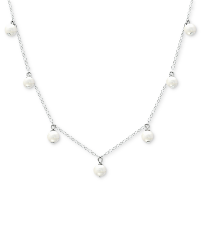 Giani Bernini Cultured Freshwater Pearl (5mm) Dangle Collar Necklace, 16" + 2" Extender, Created For Macy's In Silver