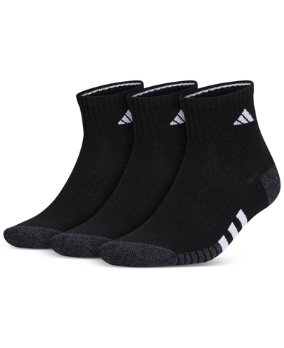 Adidas Originals Men's 3-pk. Cushioned Quarter Logo Socks In Black