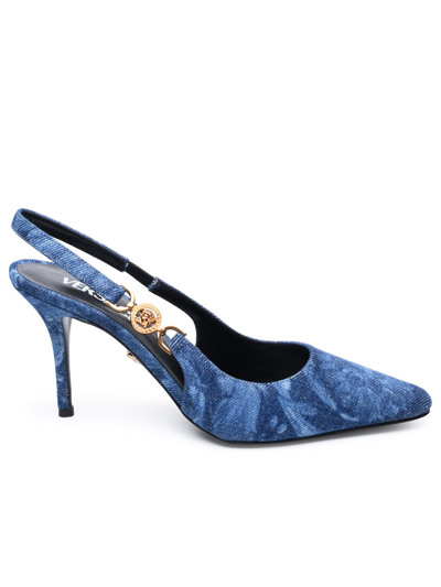 Versace Slingback Shoes In Blue