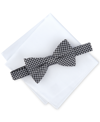 ALFANI MEN'S HOUNDSTOOTH BOW TIE & POCKET SQUARE SET, CREATED FOR MACY'S