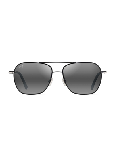 Maui Jim Men's Mano 57mm Square Aviator Sunglasses In Black Grey