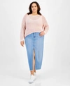 AND NOW THIS NOW THIS PLUS SIZE CROCHETED SWEATER DENIM MAXI SKIRT