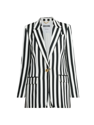 Moschino Women's Archive Stripes Tailored Jacket In Black White