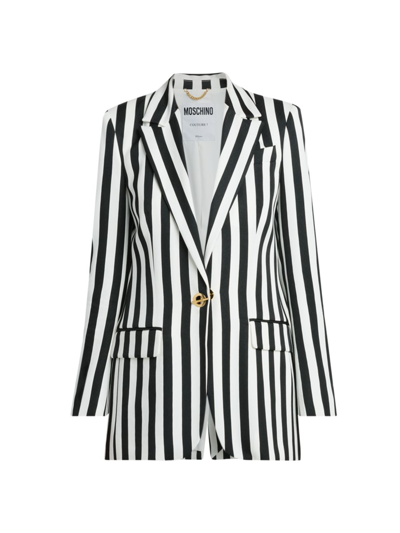 Moschino Striped Satin Blazer In Multi