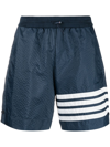 THOM BROWNE BLUE 4-BAR STRIPE RIPSTOP TRACK SHORTS