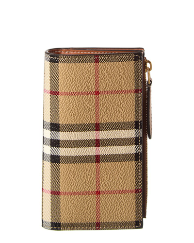 Burberry Small Vintage Check E-canvas Card Case In Beige