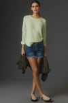 Pilcro Ruffled Raglan Thermal Top In Green