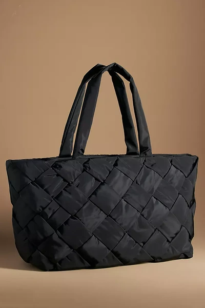 By Anthropologie Puffy Woven Nylon Tote In Black