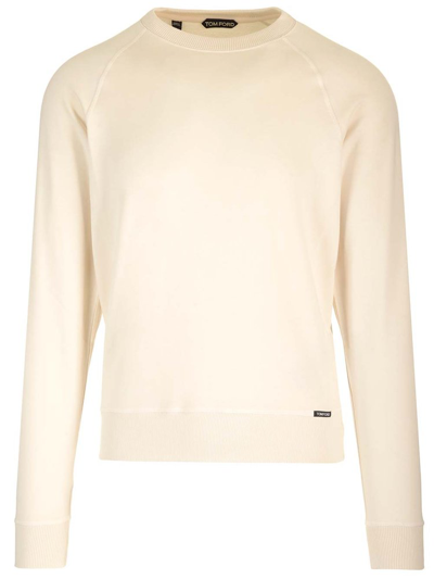 Tom Ford Crewneck Knitted Jumper In White