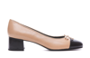Tory Burch Ballet Flats With Bow Detail And Bi-color Toe In Smooth Leather In Beige