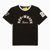 OFF-WHITE BLACK COTTON T-SHIRT WITH LOGO