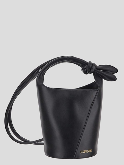 Jacquemus Mini Knotted Bucket Bag In Black