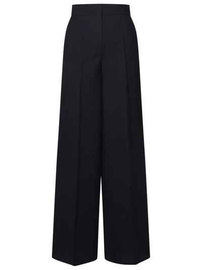 Max Mara High Waist Straight Leg Trousers In Blu Marino