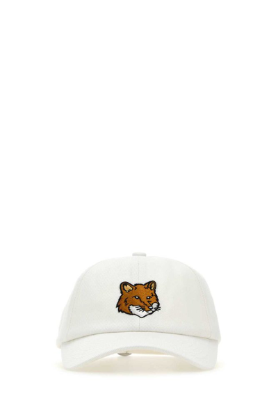 Maison Kitsuné Fox Head Embroidered Baseball Cap In White