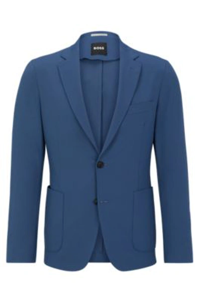 Hugo Boss Slim-fit Jacket In Performance-stretch Cloth In Light Blue