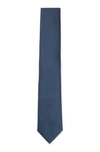 Hugo Boss Tie In Silk-jacquard With Micro Pattern In Dark Blue