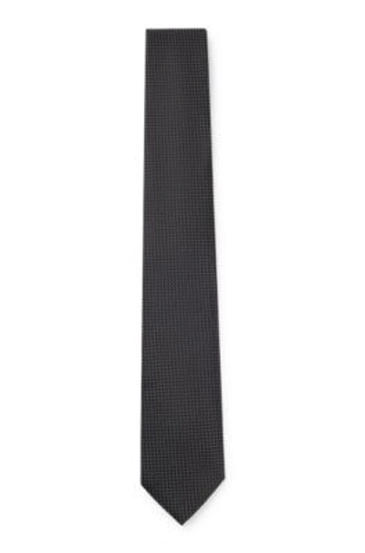 Hugo Boss Tie In Silk-jacquard With Micro Pattern In Black