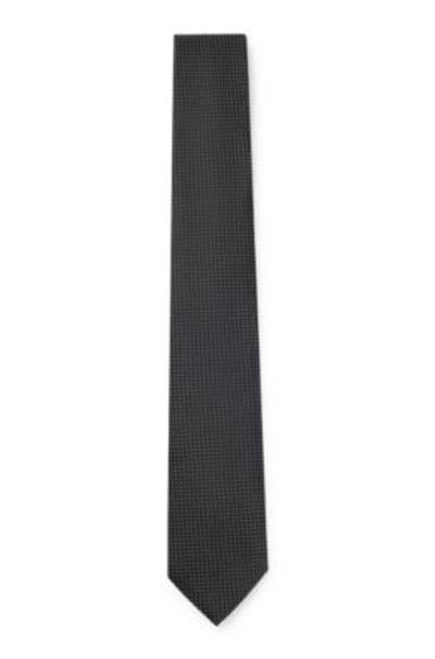 Hugo Boss Tie In Silk-jacquard With Micro Pattern In Gray