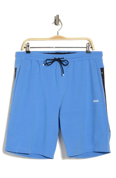 Hugo Boss Stretch-cotton Shorts With Embroidered Logo In Blue