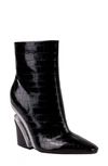 Ninety Union Via Croc Embossed Block Heel Bootie In Black