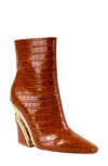 Ninety Union Women's Via Short Pointed Toe Croco Booties In Cognac