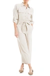 Max Studio Peach Skin Roll Sleeve Utility Jumpsuit In Pumice
