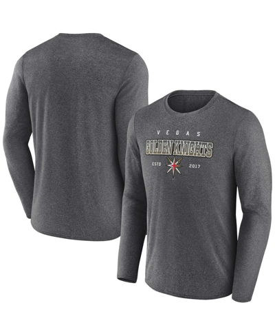 Fanatics Men's  Heather Charcoal Vegas Golden Knights Long Sleeve T-shirt