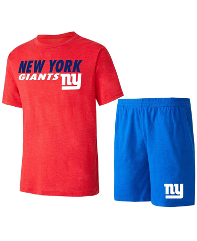Concepts Sport Men's  Royal, Red New York Giants Meter T-shirt And Shorts Sleep Set In Royal,red