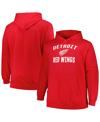 PROFILE MEN'S PROFILE RED DETROIT RED WINGS BIG AND TALL ARCH OVER LOGO PULLOVER HOODIE