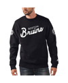 Starter X Nhl Black Ice Black Boston Bruins Cross Check Pullover Sweatshirt In Black