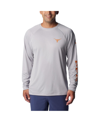 COLUMBIA MEN'S COLUMBIA GRAY TEXAS LONGHORNS TERMINAL TACKLE OMNI-SHADE RAGLAN LONG SLEEVE T-SHIRT