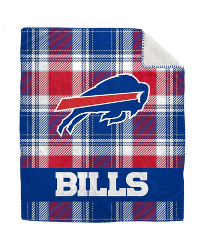 Pegasus Home Fashions Buffalo Bills 50" X 60" Plaid Flannel Sherpa Plush Blanket In Royal
