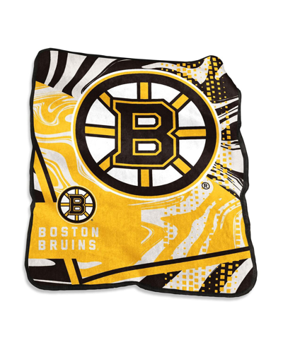 Logo Brands Boston Bruins 50" X 60" Swirl Raschel Throw Blanket In Yellow,black
